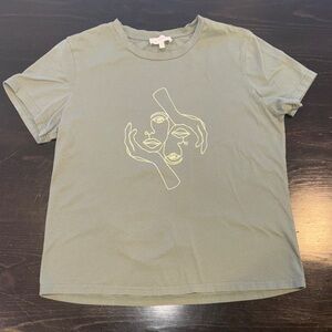 bohme Olive Green Short Sleeve Tee with Neon Line Art